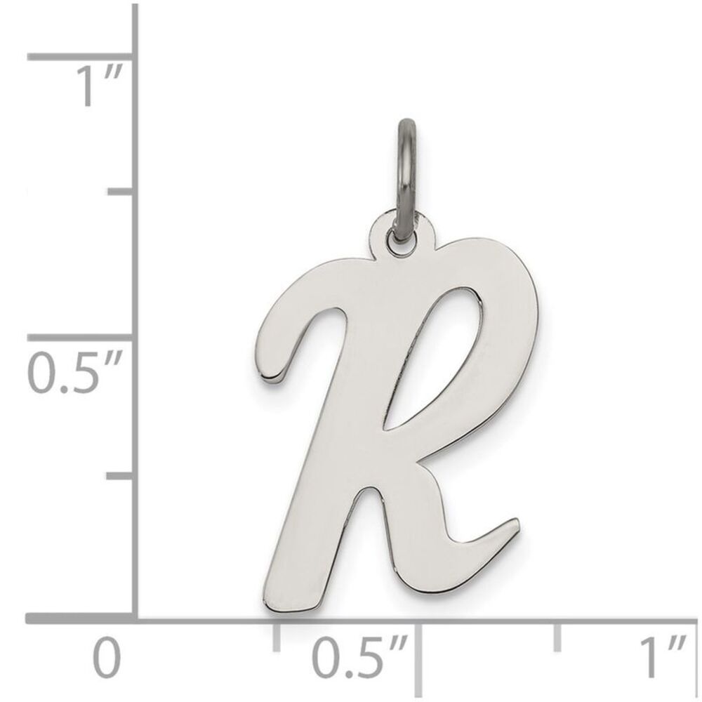 Sterling Silver Madison Collection LG Classic Script Initial R Pendant - Picture 4 of 5